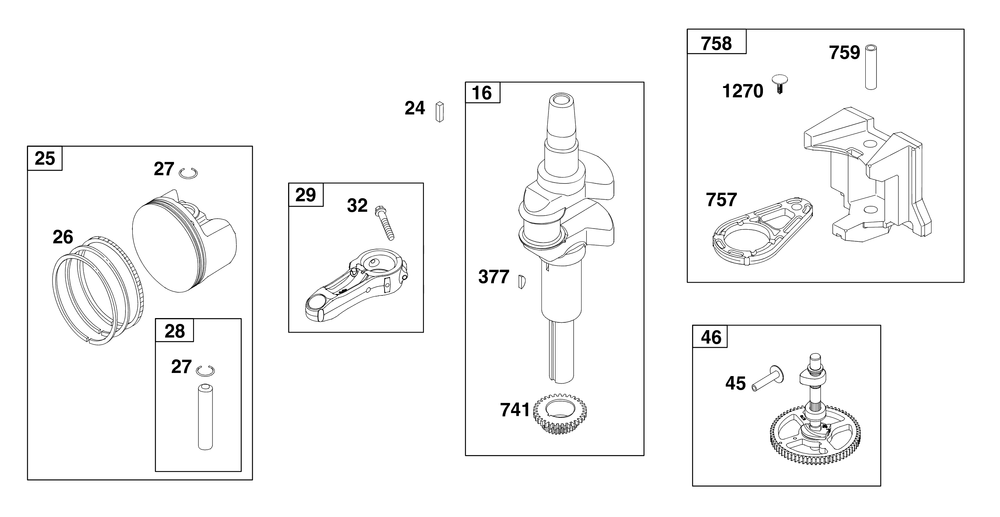Crankshaft Group Diagram and Parts List for 33S777-0004-G1 200000 - 399999 Briggs and Stratton Engine